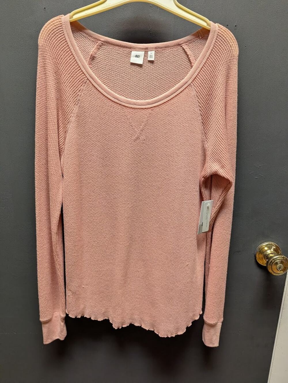 BP. New scoop neck long sleeve Pink thermal top shirt Tshirt waffleknit Medium